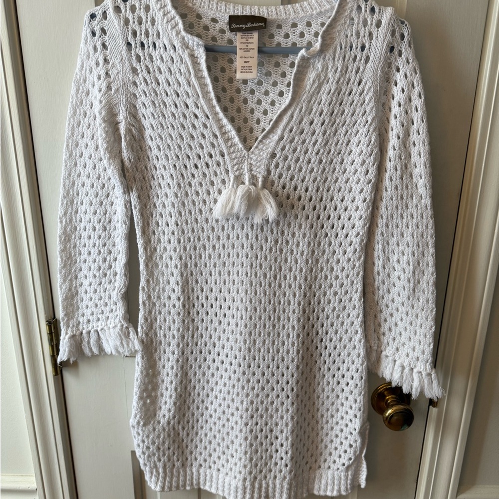 Tommy Bahama White Crochet Swim Coverup